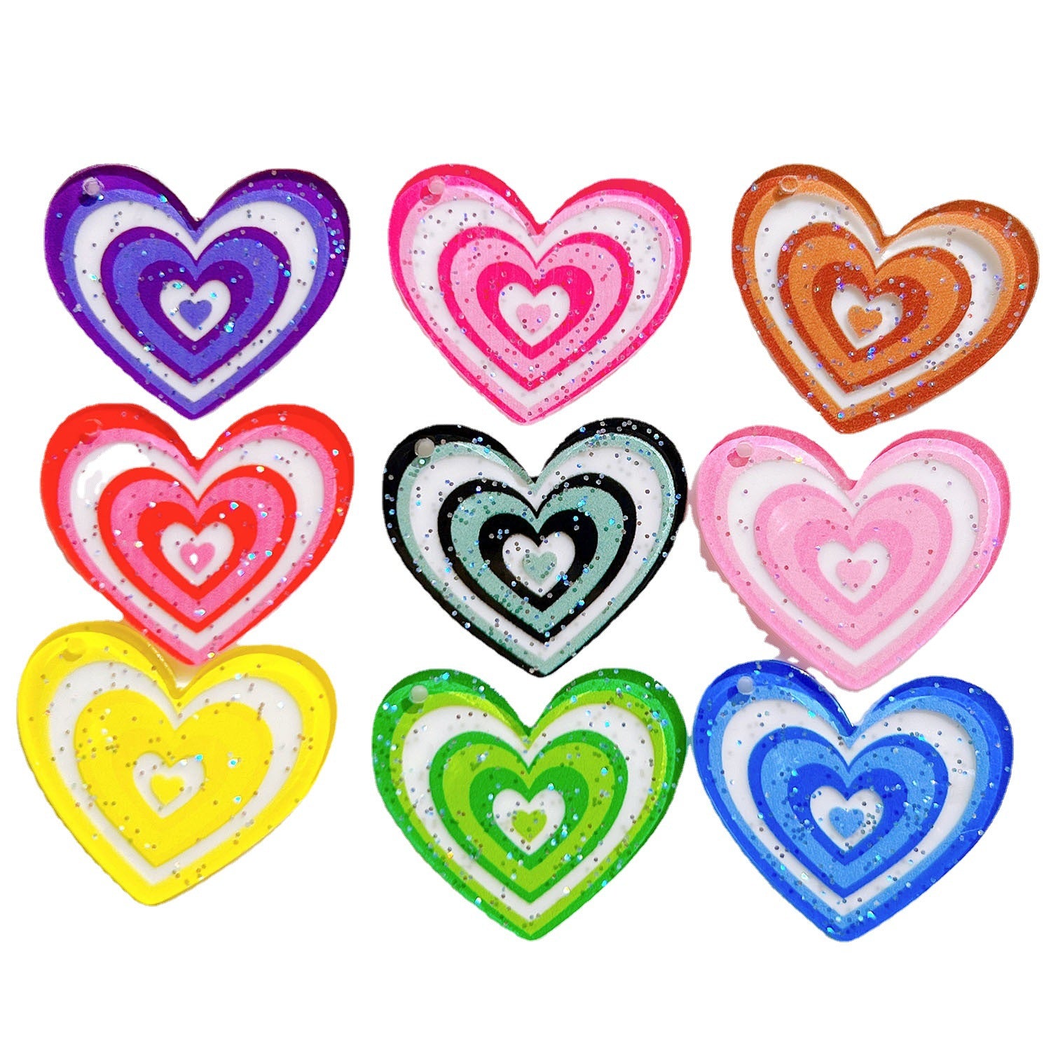 Wholesale 5pcs Acrylic Heart Accessories FlatBack with Holes